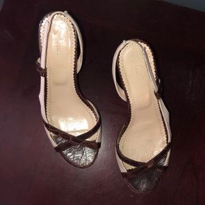 J. Crew Crocodile and Linen Sling backs